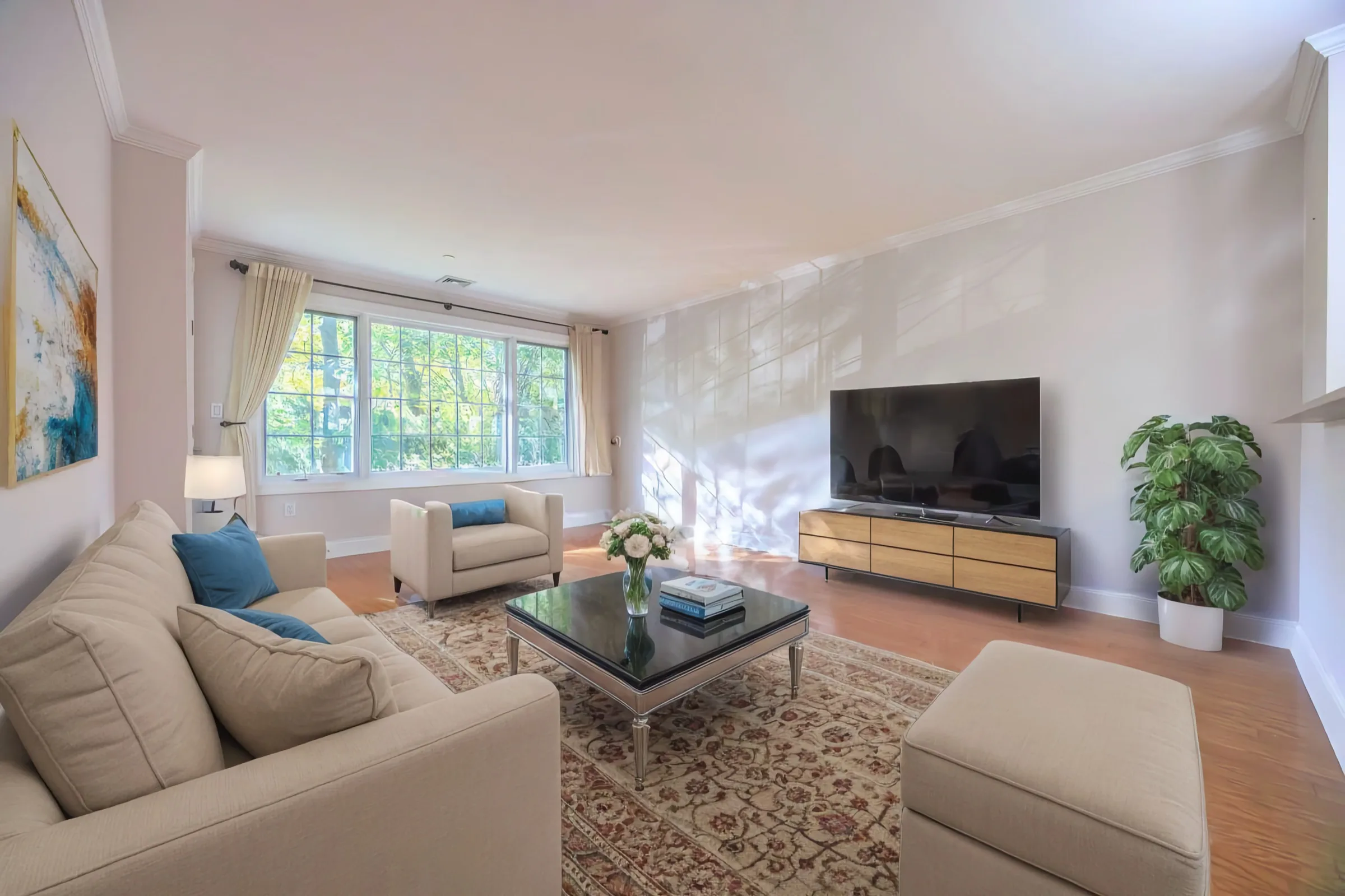 Same living space after virtual staging — furniture and décor added digitally