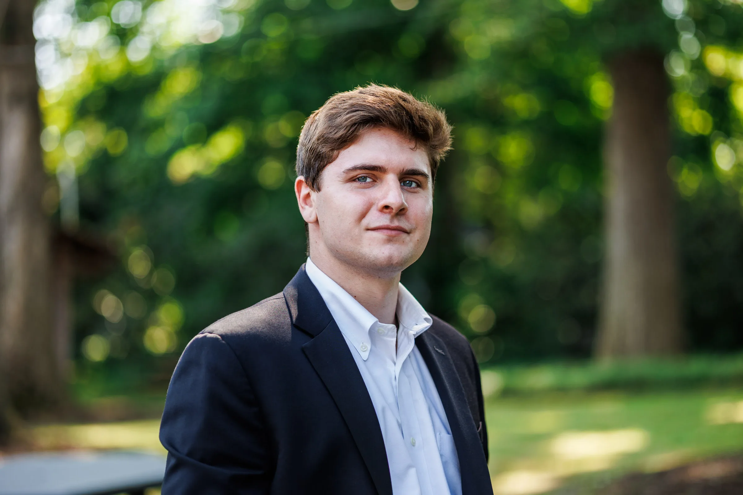 Business headshot, young professional — outdoor portrait photography, Westchester NY